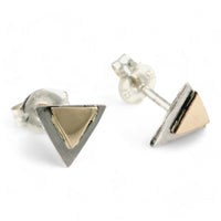 14k Gold and Sterling Mini Triangle Studs