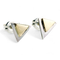 14k Gold and Sterling Mini Triangle Studs