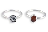 Brown Tourmaline Skull Stackable Ring: Size 8.5