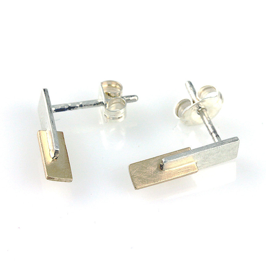 Slice - Silver and 14k Gold Accent Earring Studs – Creative Dexterity