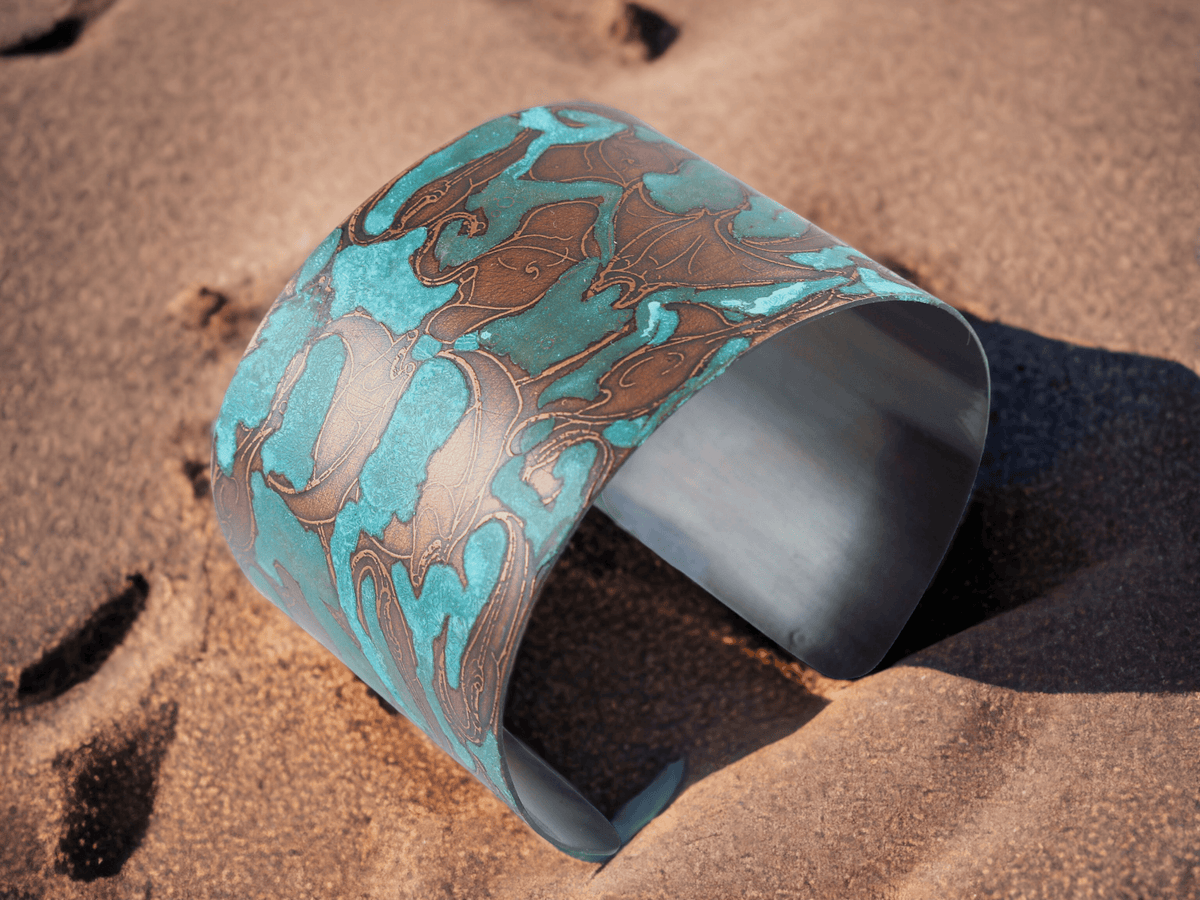 Colorful Mantra Ray Copper Cuff Bracelet