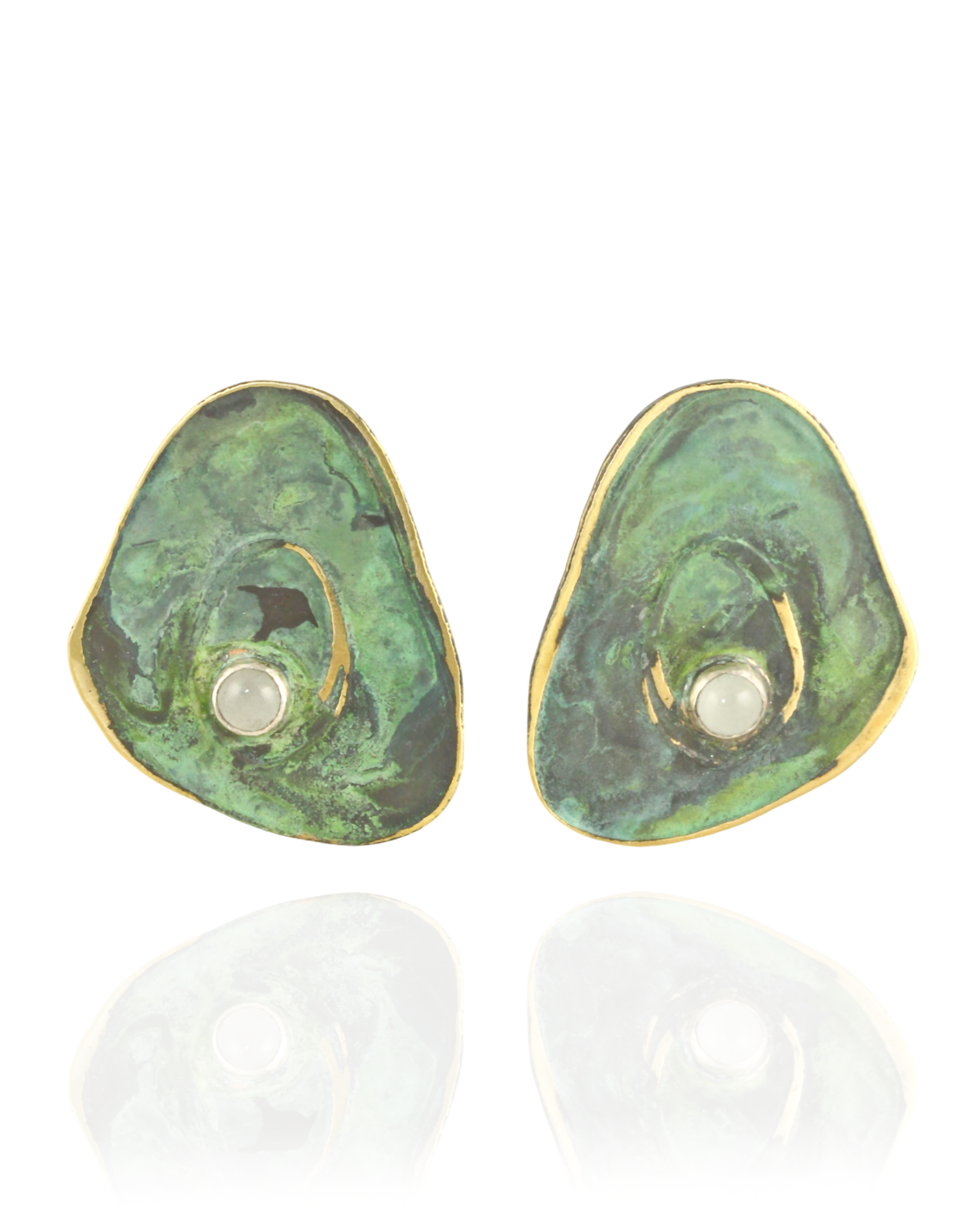 Patina: Aquamarine Green Gremlin Stud Earrings