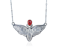 Death Moth Pendant with Garnet