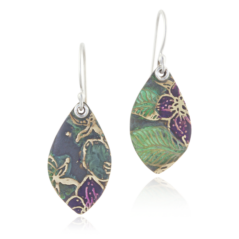 Pair of earrings with floral pattern on a white background