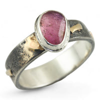 Pink Tourmaline Sterling Ring with 14k Accents Creative Dexterity