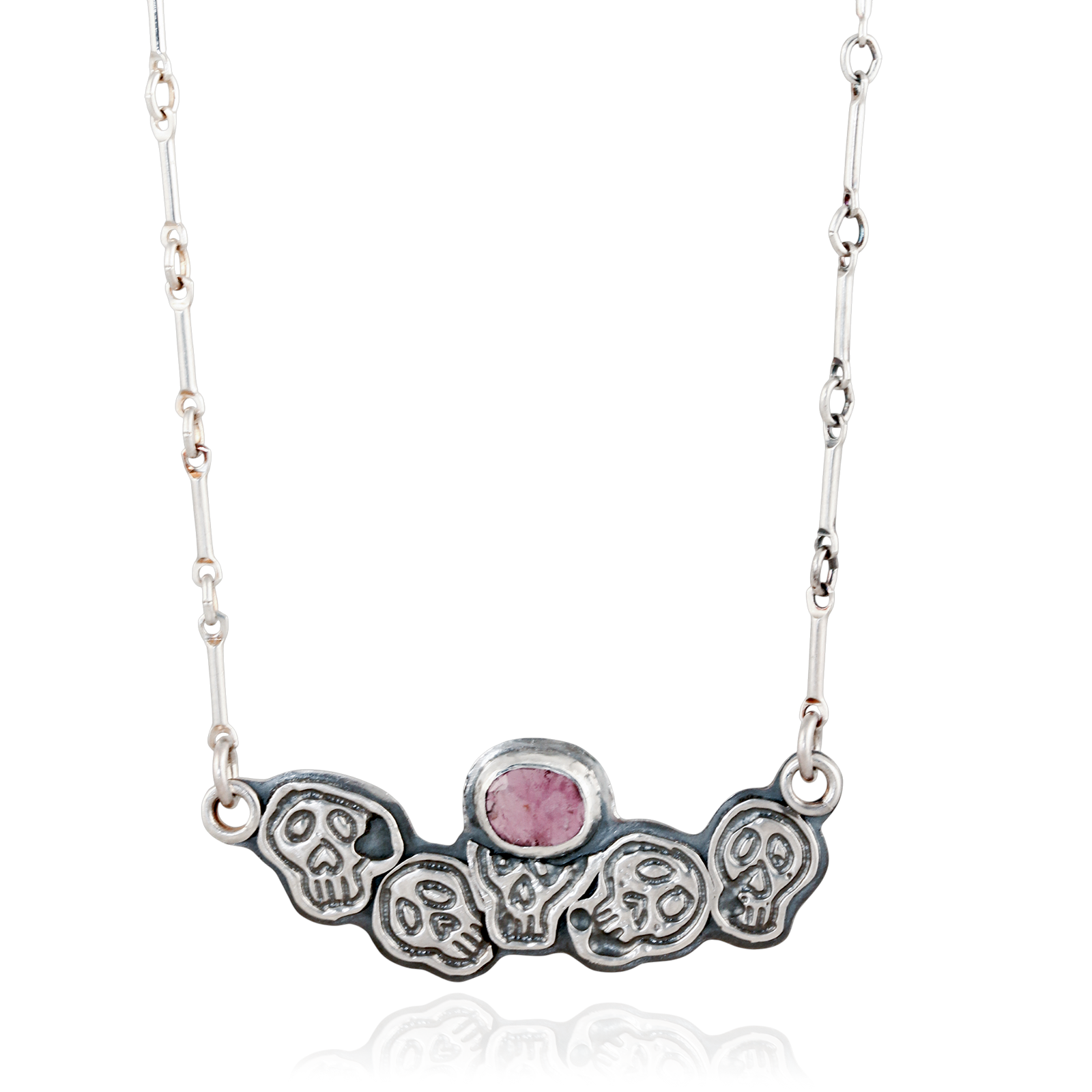 Skull Ossuary with Pink Tourmaline