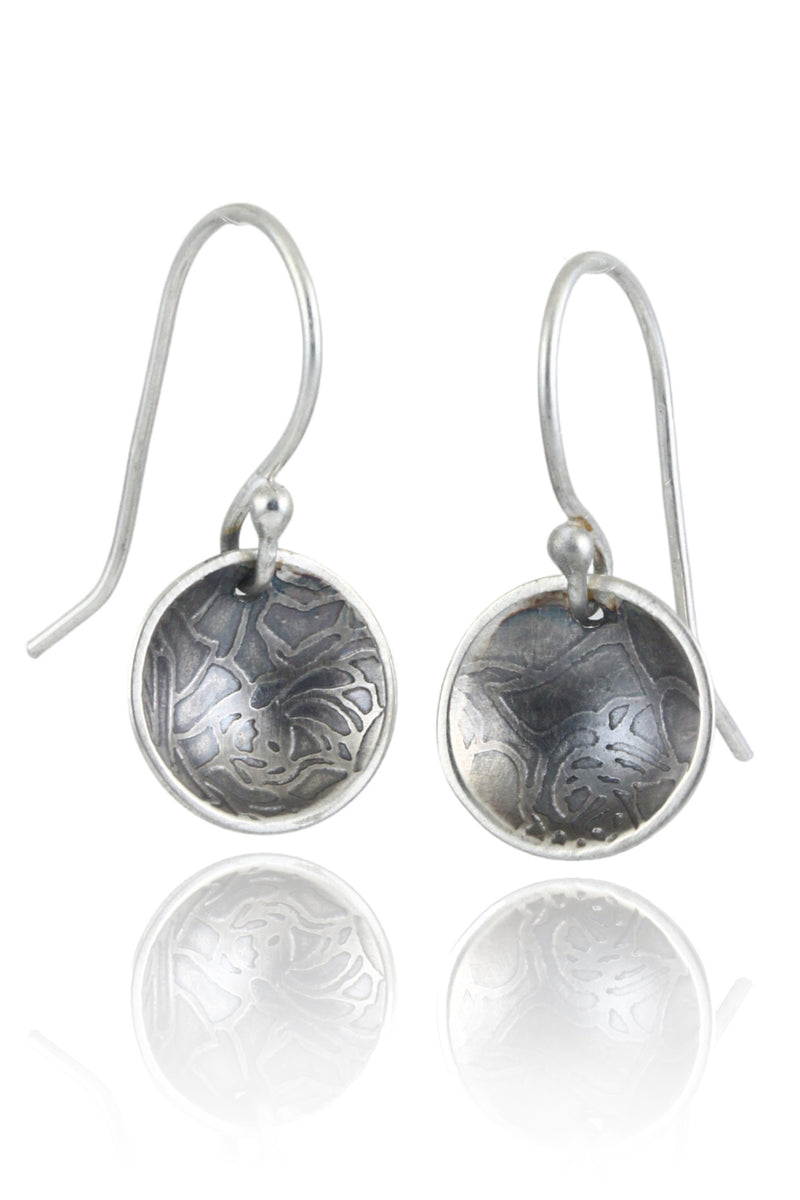 Handmade 925 Earrings featuring a rose etched pattern on the front