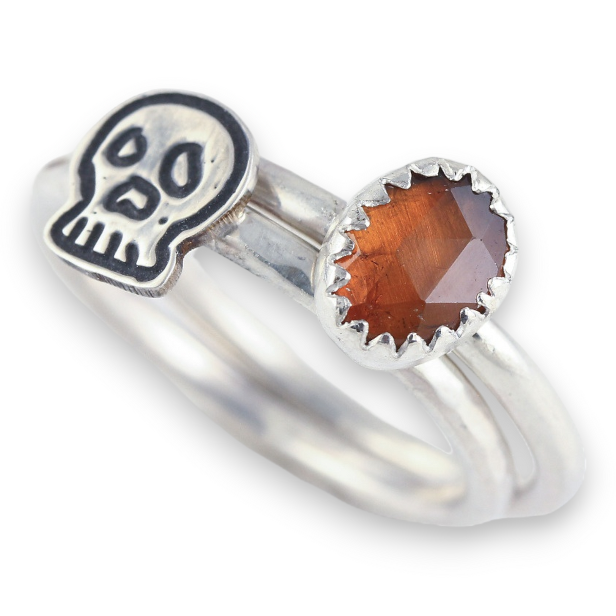 Brown Tourmaline Skull Stackable Ring: Size 8.5 Creative Dexterity