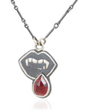Lust: Vampire Fangs Pendant with Garnet