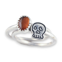 Skull Tourmaline Stackable Ring - Size 8.5