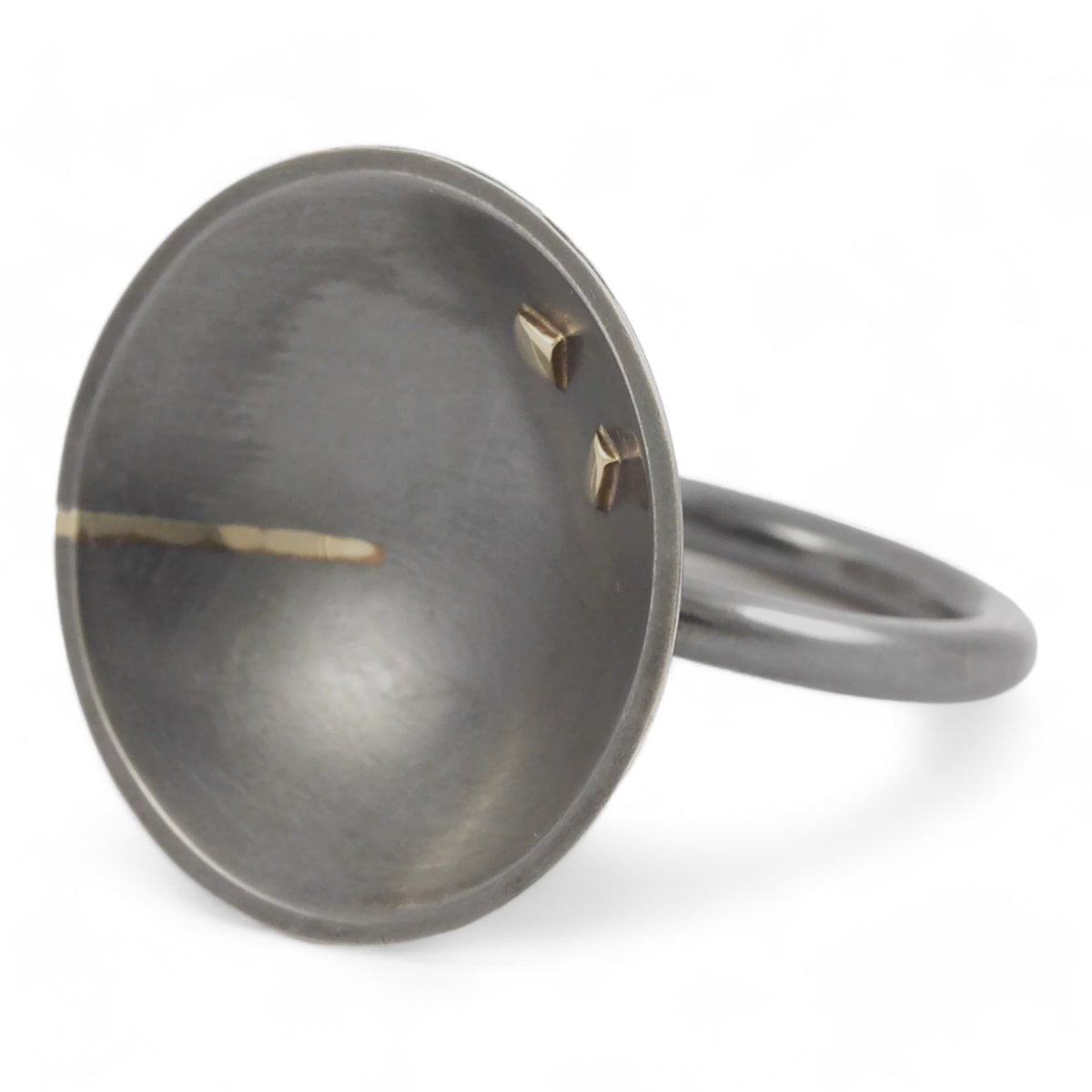 Sterling Silver Dome Ring with 14K Gold Inlay: Size 8 Creative Dexterity