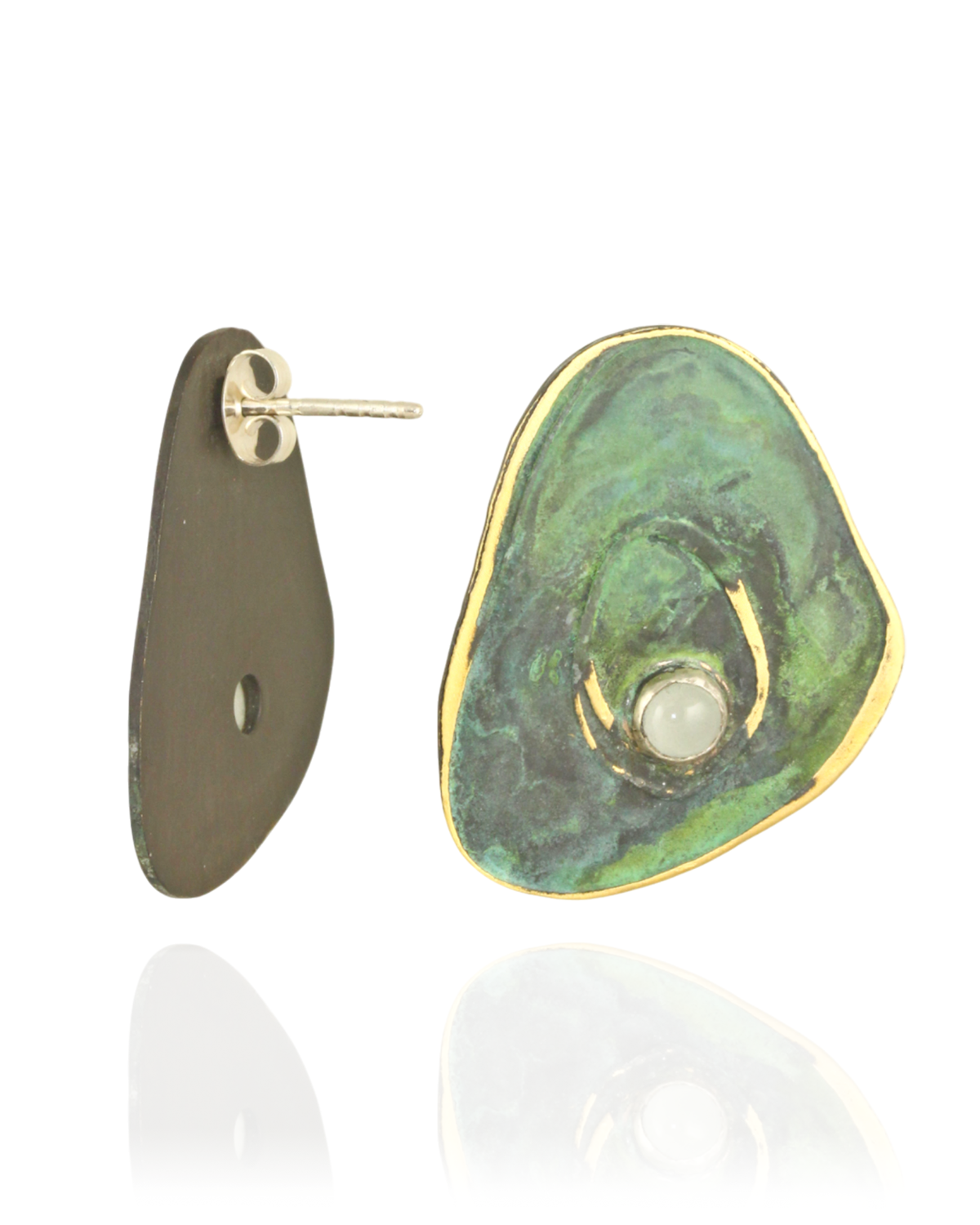 Patina: Aquamarine Green Gremlin Stud Earrings