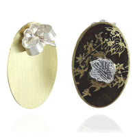 Botanical Wildflower Mixed Metal Oval Studs