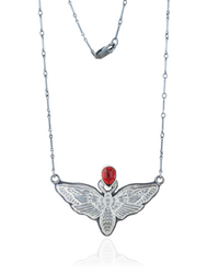 Death Moth Pendant with Garnet