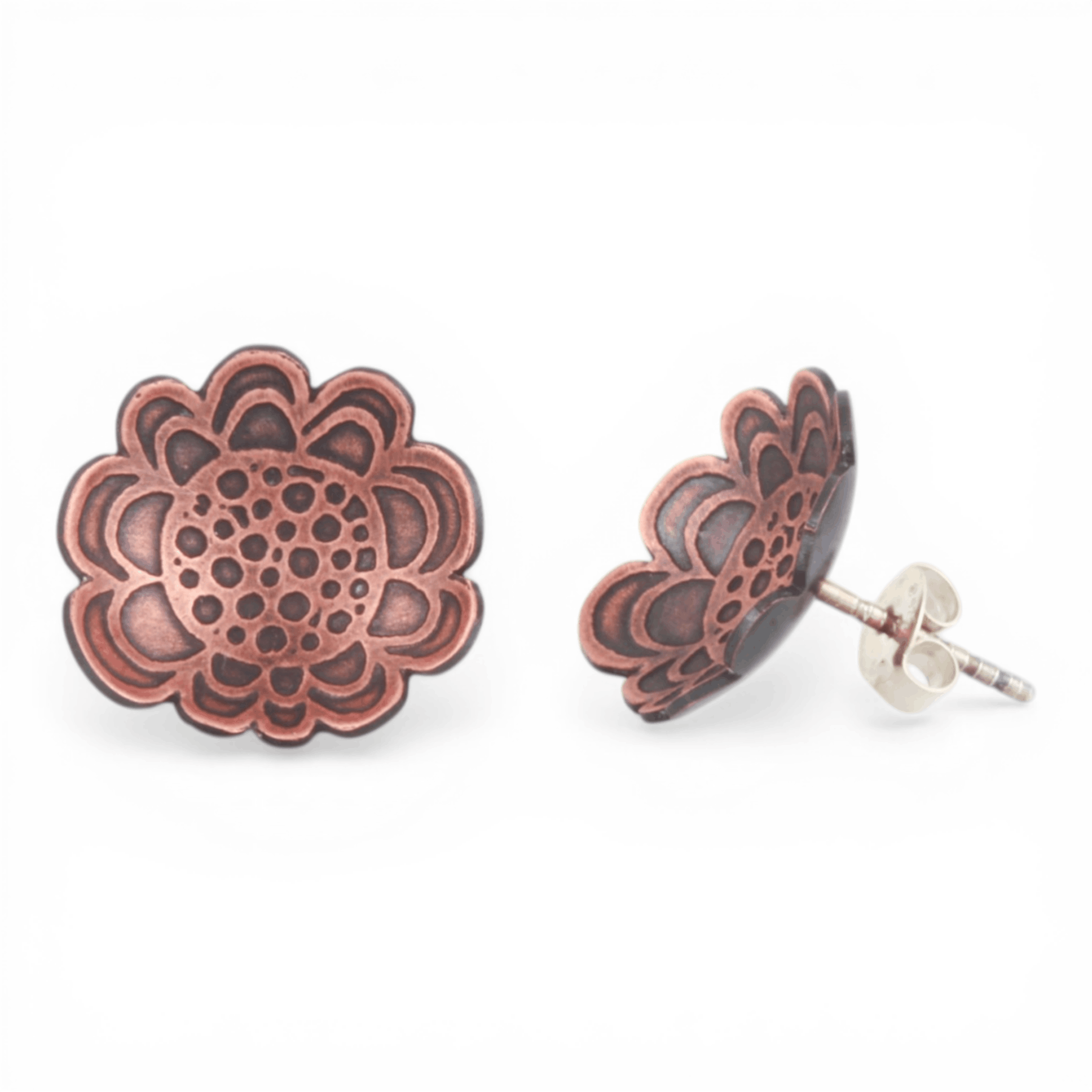 Abstract Domed Flower Earrings