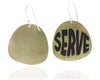 SERVE brass bubble dangle earrings: back and front. 10% of each SERVE sales will be donated to a LGBTQ+ youth charity.