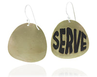 SERVE brass bubble dangle earrings: back and front. 10% of each SERVE sales will be donated to a LGBTQ+ youth charity.