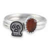 Skull Tourmaline Stackable Ring - Size 8.5