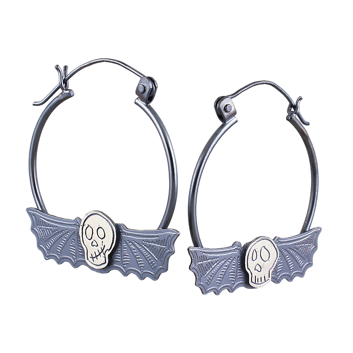 Goth Glammin' Bat Skull Hinge Hoops Creative Dexterity