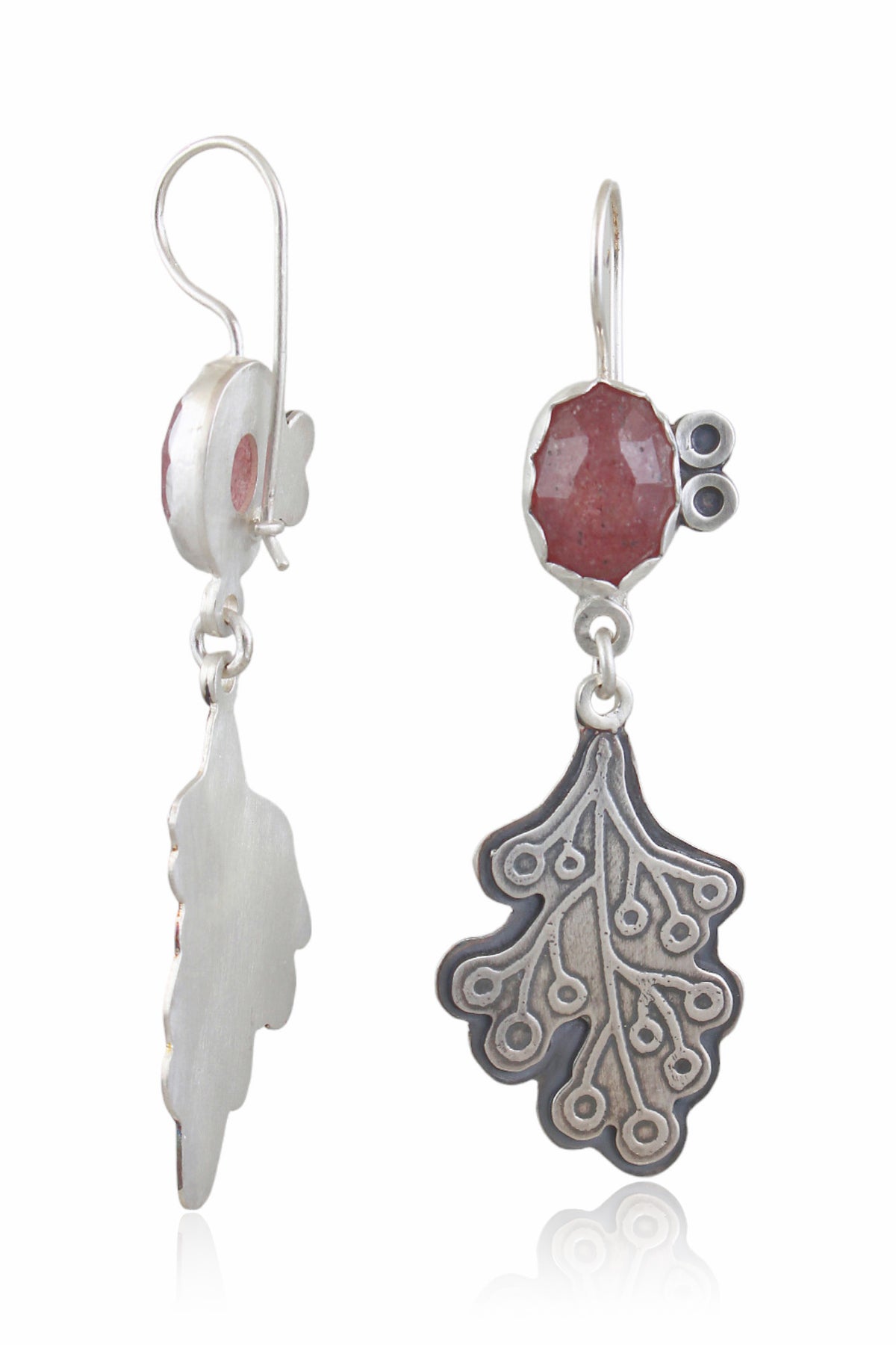 Strawberry Quartz Branch Drop Dangles with Latch back Creative Dexterity