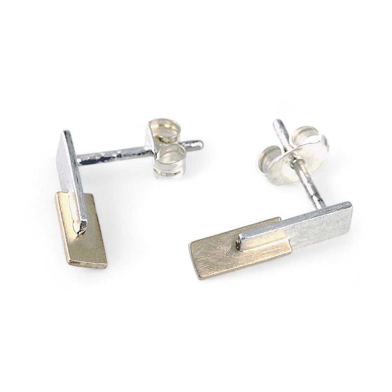 Slice - Silver and 14k Gold Accent Earring Studs Creative Dexterity