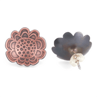 Abstract Domed Flower Earrings