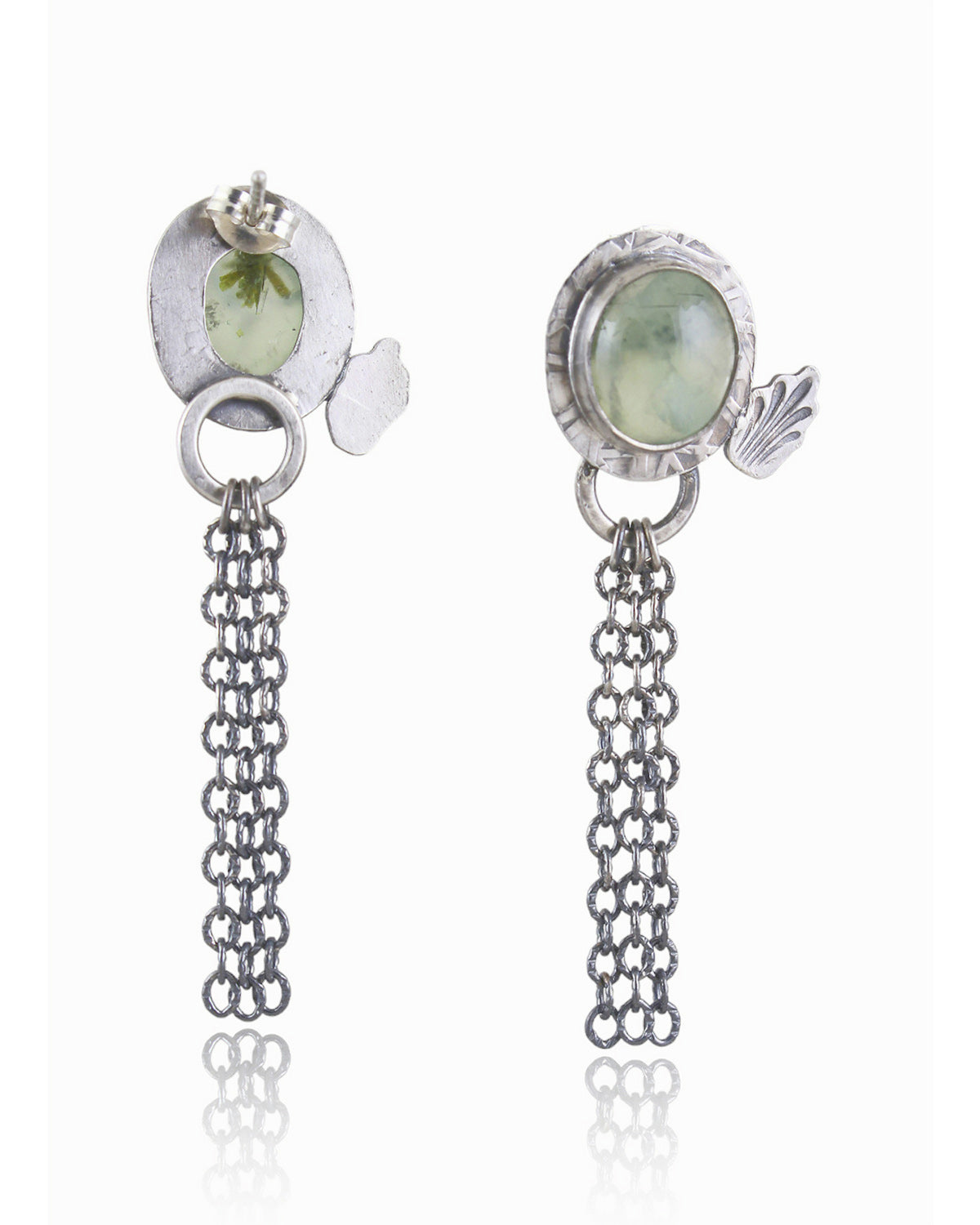 Prehnite Fringe Chain Studs
