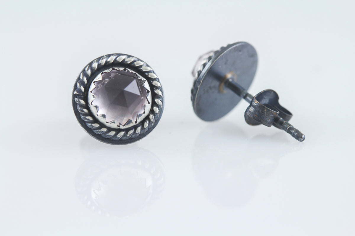 Gothic Pink Rose-cut Quartz Studs Creative Dexterity