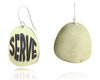 SERVE brass bubble dangle earrings: front side and back. 10% of each SERVE sales will be donated to a LGBTQ+ youth charity.