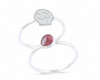 Pink Tourmaline Skull Stackable Ring: Size 10.5 by Creative Dexterity. Front View of both rings separated.