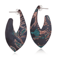 Pair of earrings with floral patterns on a white background