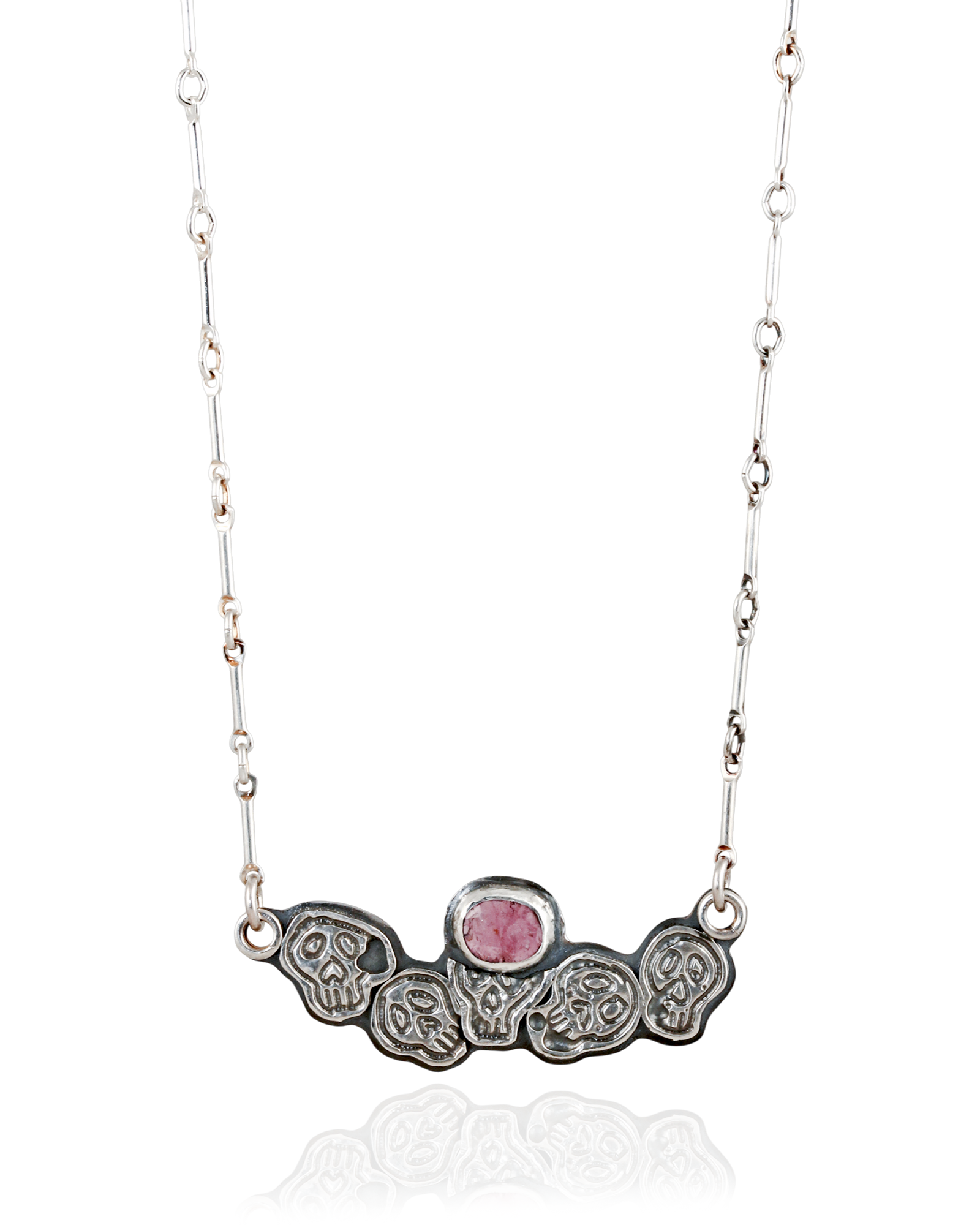 Skull Ossuary with Pink Tourmaline