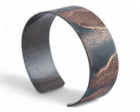 Rustic Blue Lined Landscape Cuff - Oxidized
