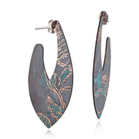 Pair of earrings with floral patterns on a white background