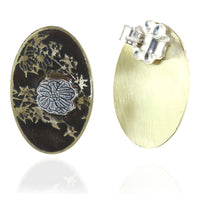 Botanical Wildflower Mixed Metal Oval Studs