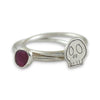 Skull Pink Tourmaline Stackable Ring: Size 10.5