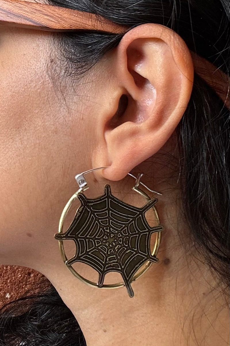 Brass SpiderWeb Hinge Hoops Creative Dexterity