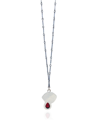 Lust: Vampire Fangs Pendant with Garnet