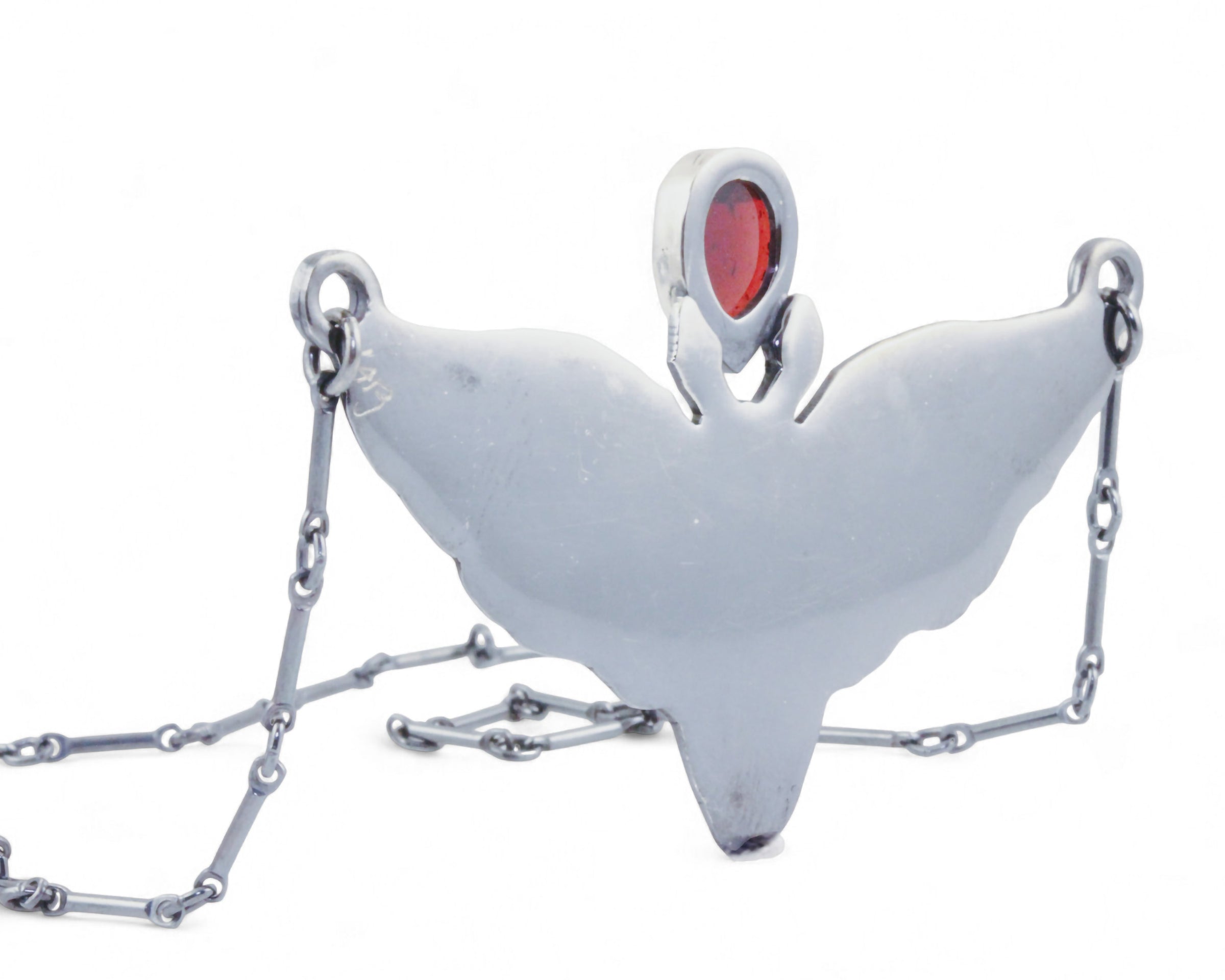 Death Moth Pendant with Garnet