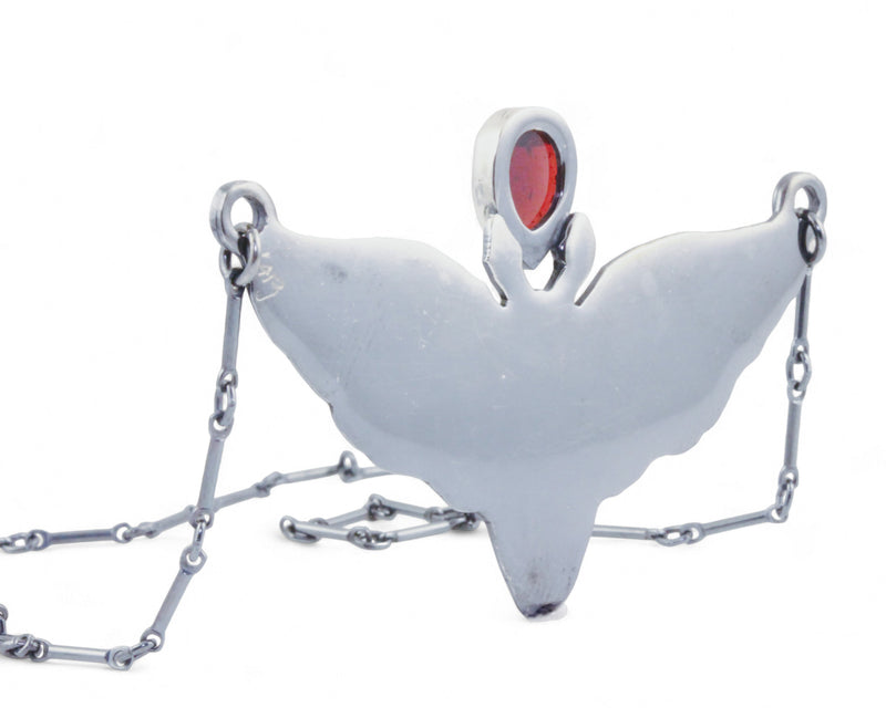 Death Moth Pendant with Garnet