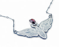 Death Moth Pendant with Garnet