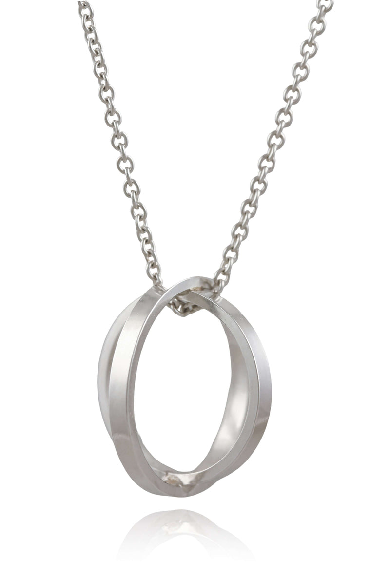 Handmade sterling silver Absolute Cycle Orb Pendant on an 18-inch chain.
