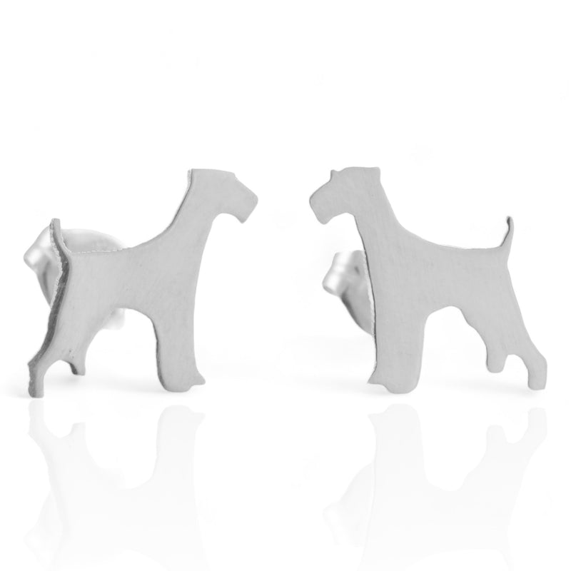 Airedale Terrier Earring Studs handmade in sterling silver.