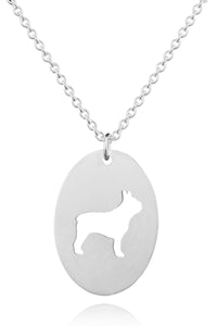 Boston Terrier Oval Silhouette Pendant