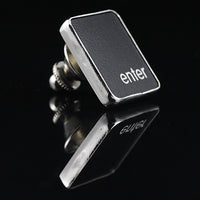 Sterling silver enter pin with recycled Mac keyboard key and polished finish