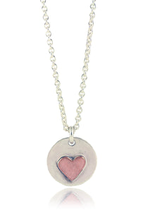 Copper Heart on Silver Circle Necklace
