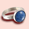 Sterling silver ring with a 10mm lapis lazuli cabochon, size 6.25.