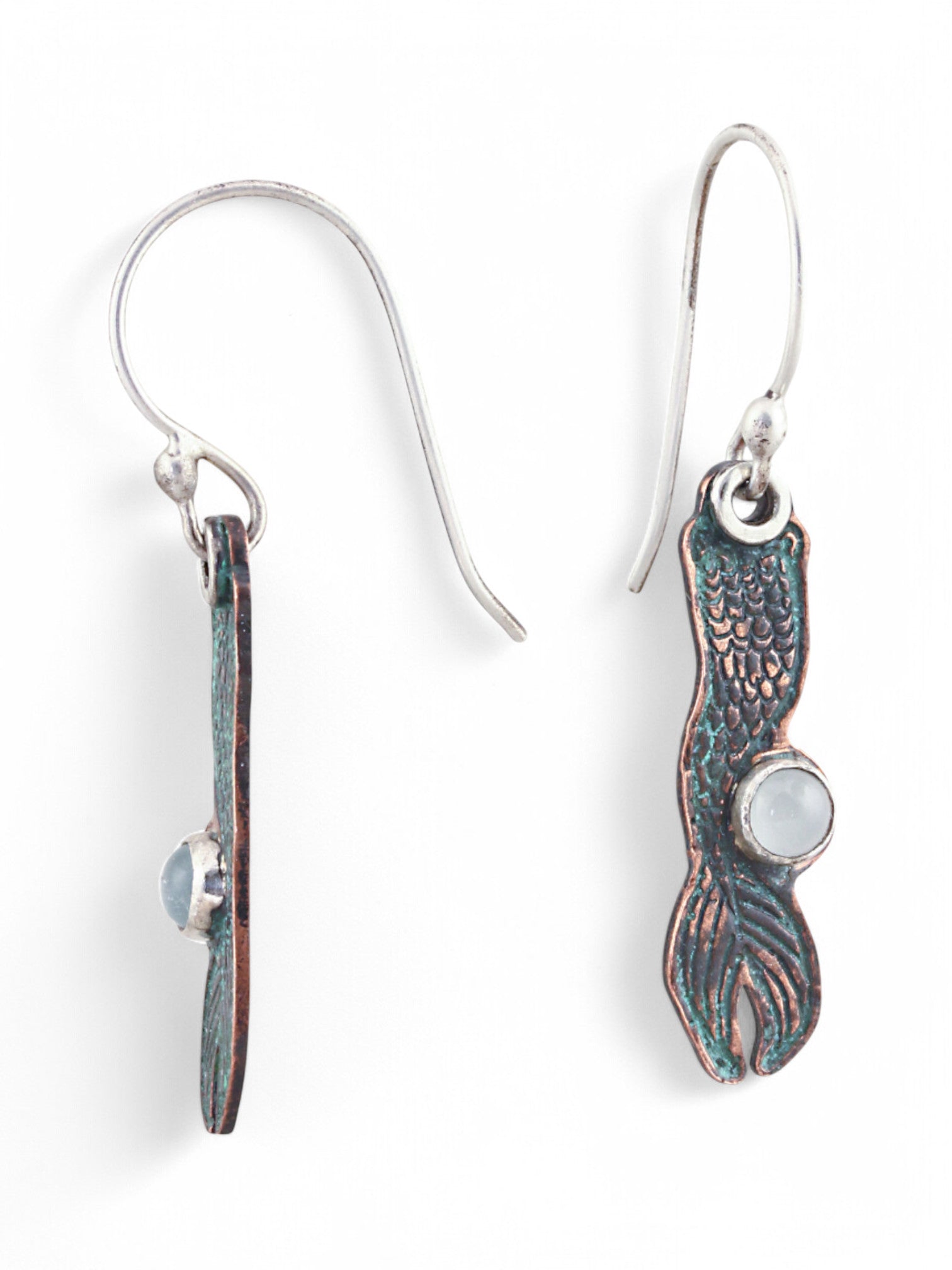 Patina: Turquoise Mermaid with Mini Aquamarine Bubble Dangles