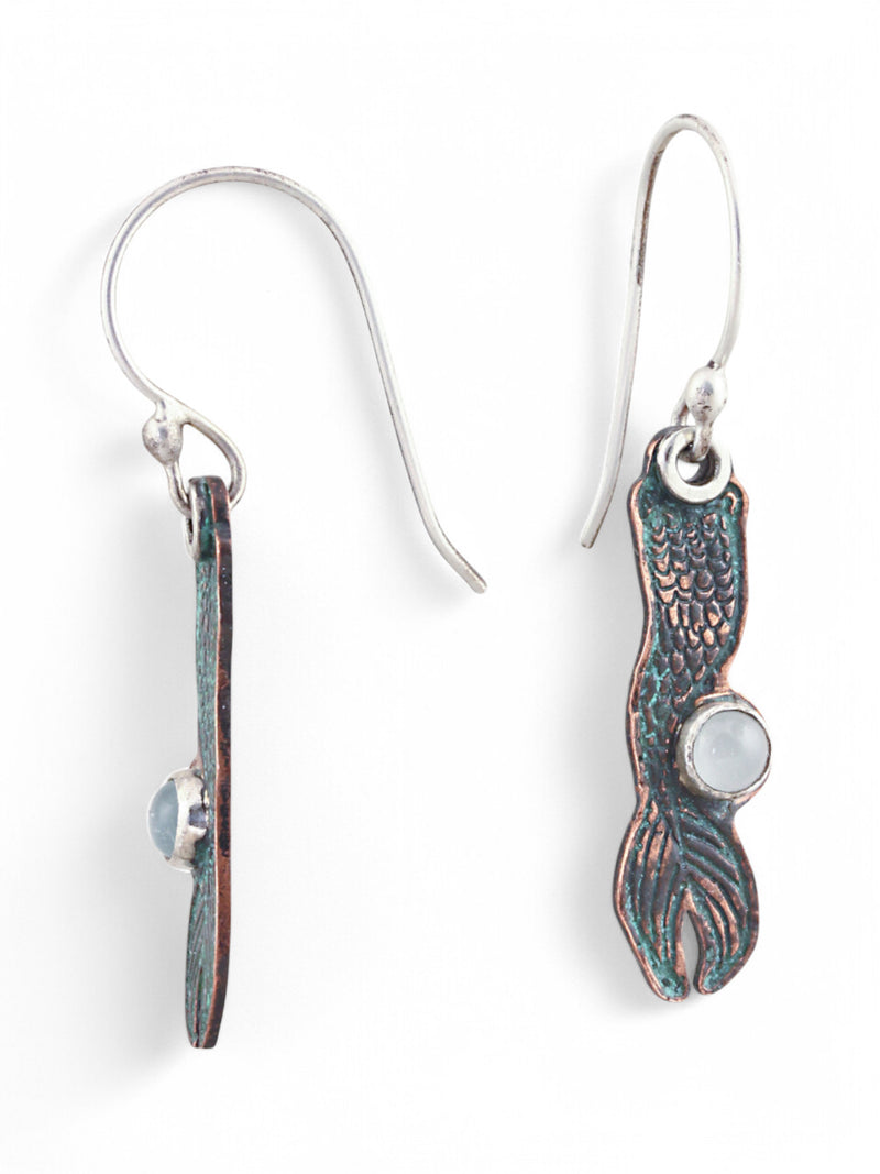 Patina: Turquoise Mermaid with Mini Aquamarine Bubble Dangles