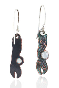Patina: Turquoise Mermaid with Mini Aquamarine Bubble Dangles